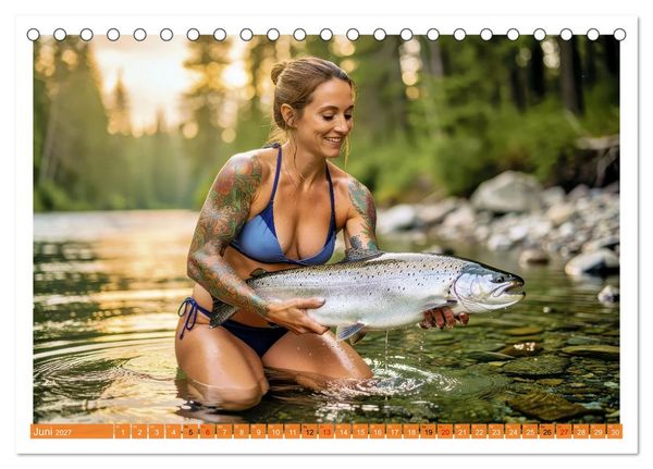 Produktbild: Sexy - Girls mit gro&szlig;en Lachsen (Tischkalender 2027 DIN A5 quer), CALVENDO Monatskalender