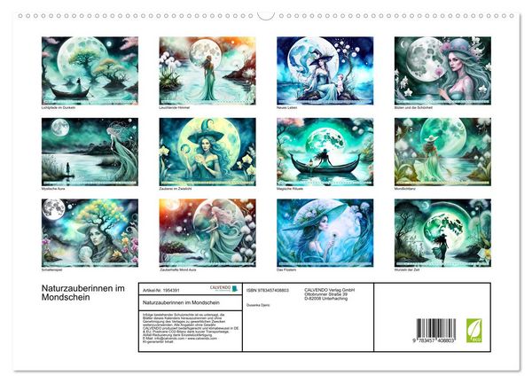 Produktbild: Naturzauberinnen im Mondschein (hochwertiger Premium Wandkalender 2026 DIN A2 quer), Kunstdruck in Hochglanz