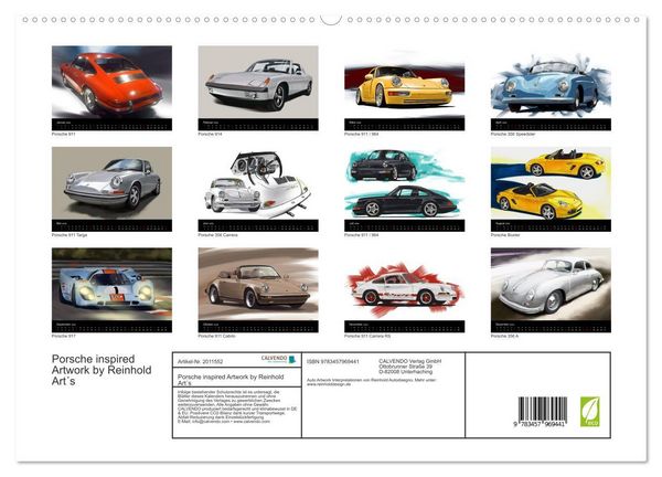Produktbild: Porsche inspired Artwork by Reinhold Art&acute;s (hochwertiger Premium Wandkalender 2026 DIN A2 quer), Kunstdruck in Hochglanz