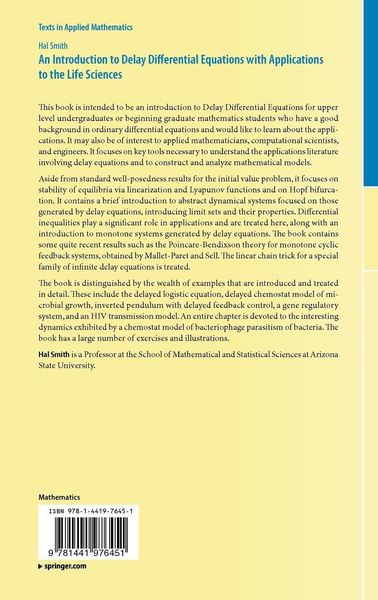 Produktbild: An Introduction to Delay Differential Equations with Applications to the Life Sciences