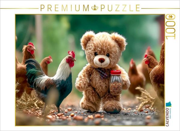 Produktbild: CALVENDO Puzzle H&uuml;hner f&uuml;ttern macht Spa&szlig; | 1000 Teile Lege-Gr&ouml;&szlig;e 64x48cm Foto-Puzzle f&uuml;r gl&uuml;ckliche Stunden