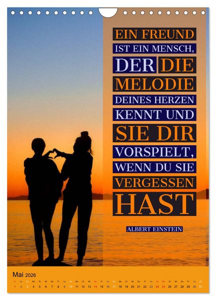 Produktbild: Freundschaft Weisheiten und Zitate (Wandkalender 2026 DIN A4 hoch), CALVENDO Monatskalender