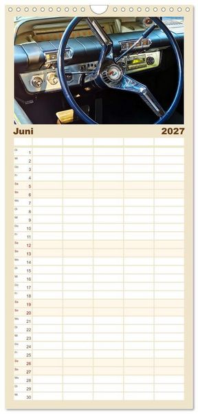 Produktbild: Familienplaner 2027 - Ikonische US-Car Armaturenbretter mit 5 Spalten (Wandkalender, 21 x 45 cm) CALVENDO