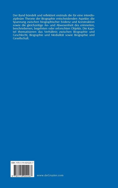 Produktbild: Die Biographie &ndash; Zur Grundlegung ihrer Theorie