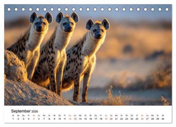 Produktbild: Hy&auml;nen - Afrikas geheimnisvolle J&auml;ger (Tischkalender 2026 DIN A5 quer), CALVENDO Monatskalender