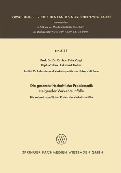 Produktbild: Die gesamtwirtschaftliche Problematik steigender Verkehrsunf&auml;lle