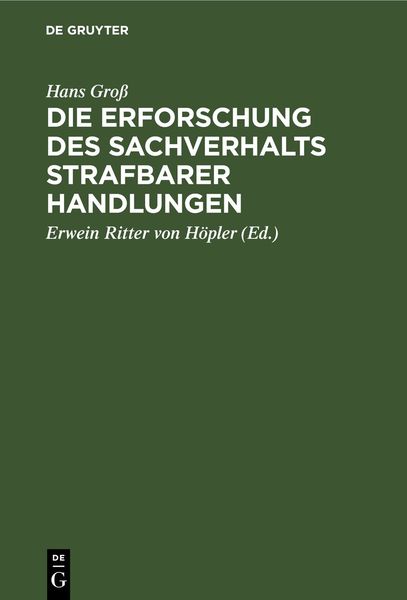 Produktbild: Die Erforschung des Sachverhalts strafbarer Handlungen