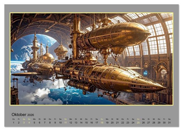 Produktbild: Steampunk-Raumfahrt (Wandkalender 2026 DIN A4 quer), CALVENDO Monatskalender