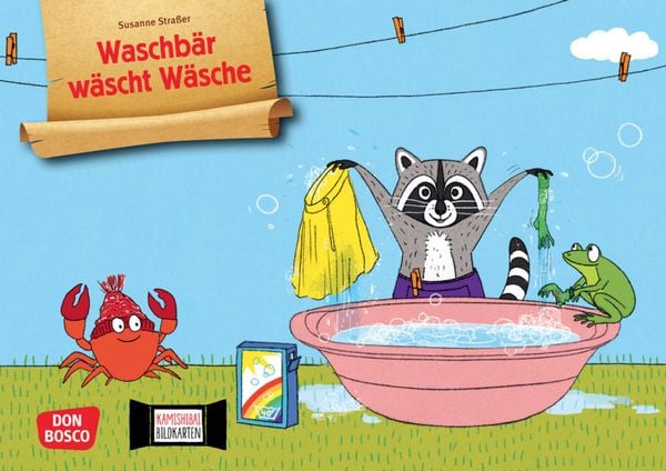 Produktbild: Waschb&auml;r w&auml;scht W&auml;sche. Kamishibai Bildkartenset