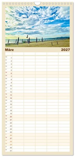 Produktbild: Familienplaner 2027 - Toskana - Etruskische K&uuml;ste mit 5 Spalten (Wandkalender, 21 x 45 cm) CALVENDO