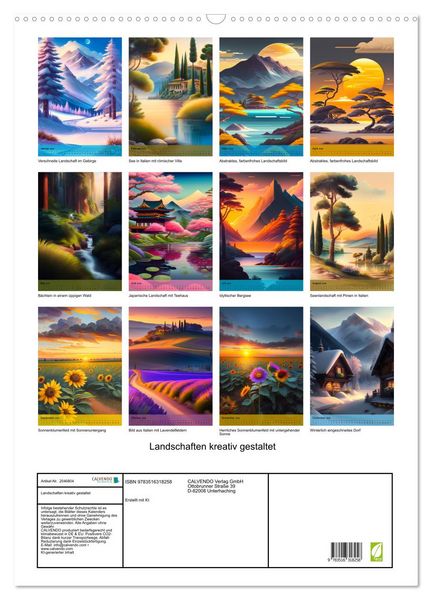 Produktbild: Landschaften kreativ gestaltet (Wandkalender 2026 DIN A2 hoch), CALVENDO Monatskalender