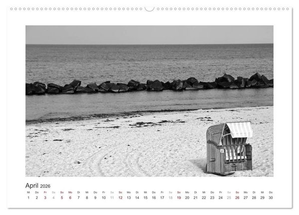 Produktbild: Monochrom Meer (Wandkalender 2026 DIN A2 quer), CALVENDO Monatskalender