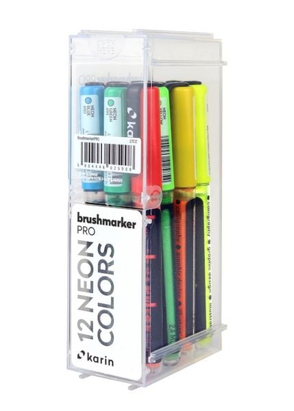 KARIN Marker Brushmarker PRO Neon Colours, 12er Set mit je 2,4 ml