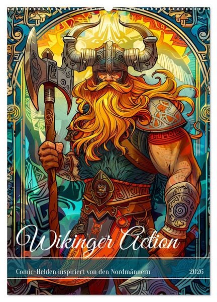 Produktbild: Wikinger Action - Comic-Helden inspiriert von den Nordm&auml;nnern (Wandkalender 2026 DIN A2 hoch), CALVENDO Monatskalender