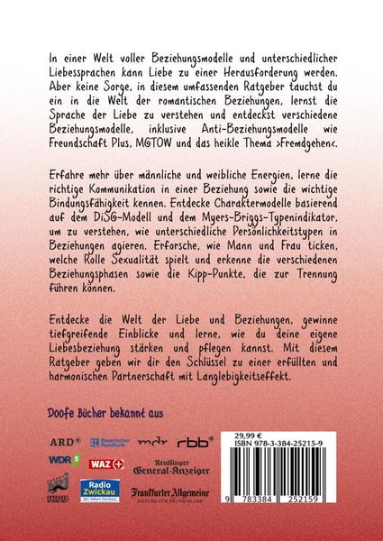 Produktbild: Beziehungsdoof - Dein Schl&uuml;ssel zu erf&uuml;llten Beziehungen: Ein umfassender Ratgeber zu Liebessprachen, Beziehungsmodellen und den Geheimnissen der roma