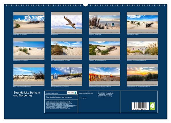 Produktbild: Strandblicke Borkum und Norderney (hochwertiger Premium Wandkalender 2026 DIN A2 quer), Kunstdruck in Hochglanz