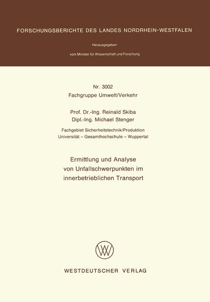 Produktbild: Ermittlung und Analyse von Unfallschwerpunkten im innerbetrieblichen Transport