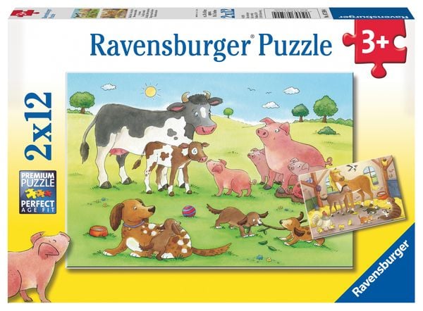 Puzzle Ravensburger Glückliche Tierfamilien 2 X 12 Teile