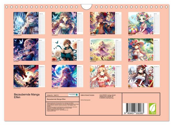 Produktbild: Bezaubernde Manga Elfen (Wandkalender 2026 DIN A4 quer), CALVENDO Monatskalender