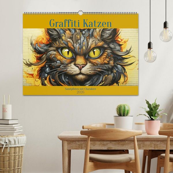 Produktbild: Graffiti Katzen (Wandkalender 2026 DIN A2 quer), CALVENDO Monatskalender
