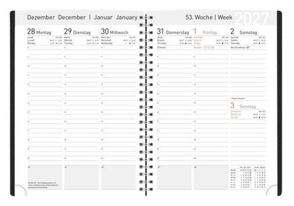 Produktbild: Buchkalender Wochentimer Spirale dunkelblau 2027