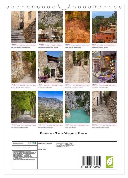 Produktbild: Provence &ndash; Scenic Villages of France (Wall Calendar 2027 DIN A4 portrait), CALVENDO 12 Month Wall Calendar