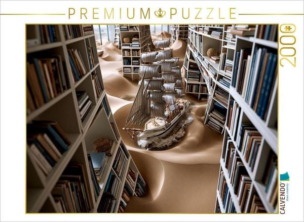 CALVENDO Puzzle Das Schiff in der Dünenbibliothek | 2000 Teile Lege-Größe 90x67cm Foto-Puzzle für glückliche Stunden