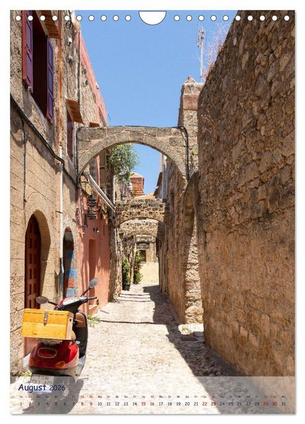 Produktbild: Ein Streifzug durch die Gassen der Insel Rhodos (Wandkalender 2026 DIN A4 hoch), CALVENDO Monatskalender