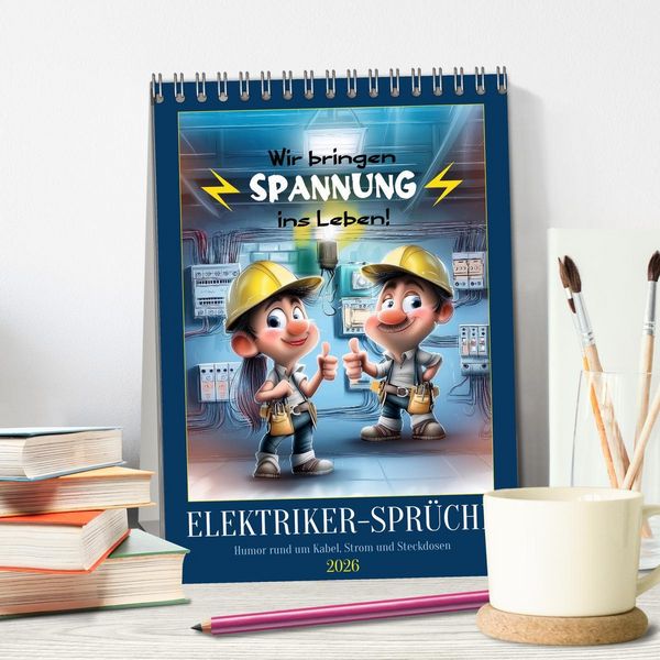 Produktbild: Elektrikerspr&uuml;che (Tischkalender 2026 DIN A5 hoch), CALVENDO Monatskalender