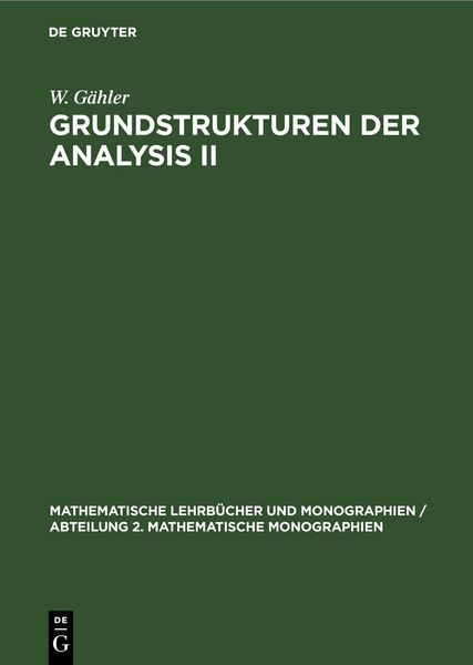 Produktbild: Grundstrukturen der Analysis II