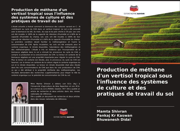 Produktbild: Production de m&eacute;thane d'un vertisol tropical sous l'influence des syst&egrave;mes de culture et des pratiques de travail du sol