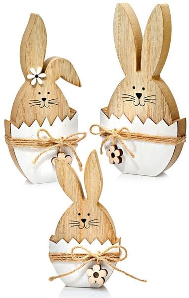 Dekofiguren "Hase im Ei" 3er-Set