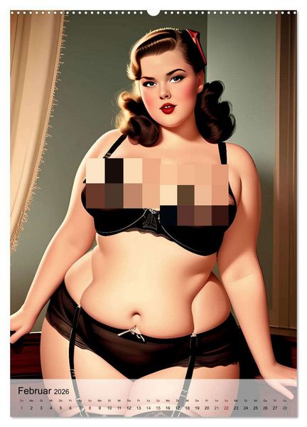 Produktbild: Pin up Girls Hei&szlig;e Kurven mit Retro Charme (hochwertiger Premium Wandkalender 2026 DIN A2 hoch), Kunstdruck in Hochglanz