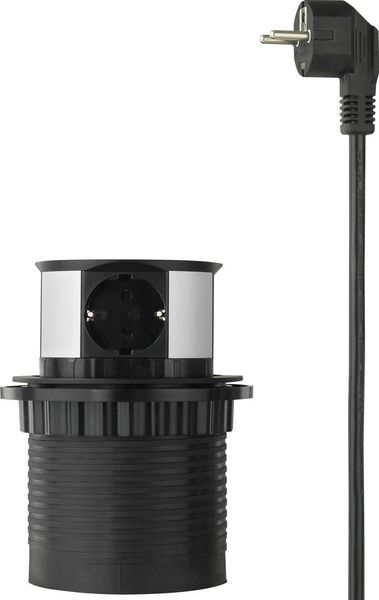 Produktbild: Sygonix SY-4780156 Steckdosenturm Schwarz, Silber Schutzkontakt 1St.