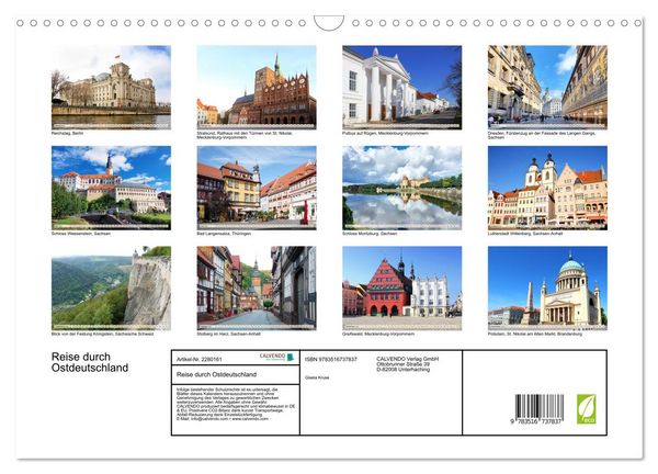 Produktbild: Reise durch Ostdeutschland (Wandkalender 2026 DIN A3 quer), CALVENDO Monatskalender