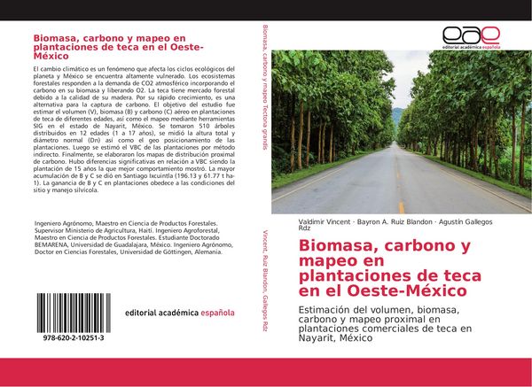 Produktbild: Biomasa, carbono y mapeo en plantaciones de teca en el Oeste-M&eacute;xico
