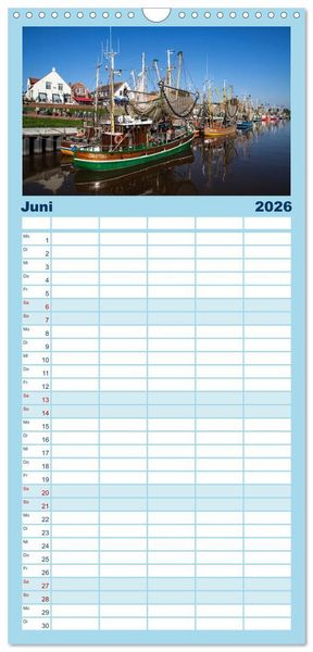 Produktbild: Familienplaner 2026 - Fischerdorf Greetsiel. Bezauberndes Warfendorf der Krummh&ouml;rn mit 5 Spalten (Wandkalender, 21 x 45 cm) CALVENDO