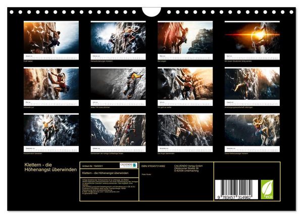 Produktbild: Klettern - die H&ouml;henangst &uuml;berwinden (Wandkalender 2026 DIN A4 quer), CALVENDO Monatskalender