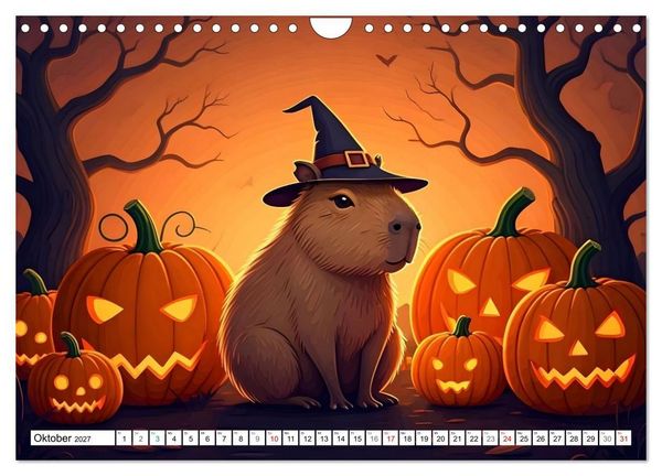 Produktbild: Capybara Carlo und die vier Jahreszeiten (Wandkalender 2027 DIN A4 quer), CALVENDO Monatskalender