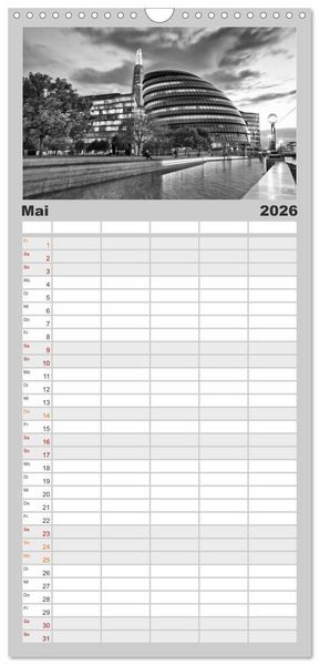 Produktbild: Familienplaner 2026 - LONDON Urbaner Flair mit 5 Spalten (Wandkalender, 21 x 45 cm) CALVENDO
