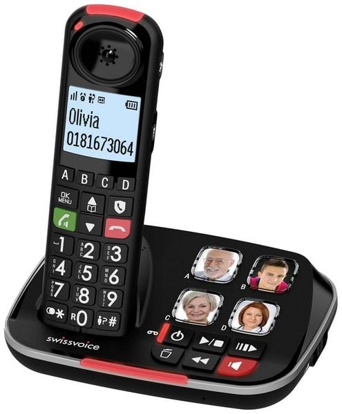 Produktbild: SwissVoice Xtra 2355 Schnurloses Seniorentelefon Anrufbeantworter, Foto-Tasten, Freisprechen, f&uuml;r H&ouml;rger&auml;te kompatibel, Wahlwiederholung Beleuchtet