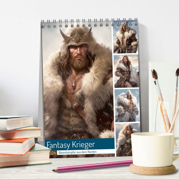 Produktbild: Fantasy Krieger. B&auml;renk&auml;mpfer aus dem Norden (Tischkalender 2026 DIN A5 hoch), CALVENDO Monatskalender