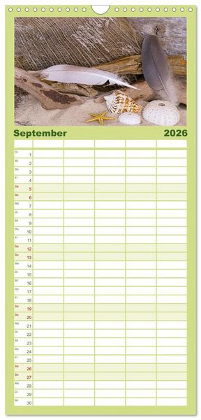 Produktbild: Familienplaner 2026 - Strandgut und Meer mit 5 Spalten (Wandkalender, 21 x 45 cm) CALVENDO