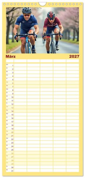 Produktbild: Familienplaner 2027 - Kilometerkiller - Rennrad-Power im Jahresverlauf mit 5 Spalten (Wandkalender, 21 x 45 cm) CALVENDO