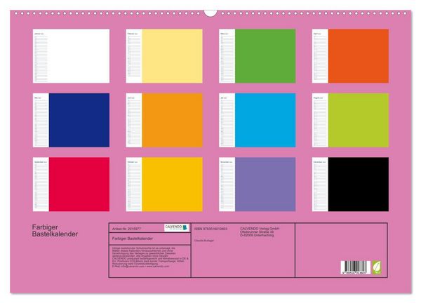 Produktbild: Farbiger Bastelkalender (Wandkalender 2026 DIN A2 quer), CALVENDO Monatskalender