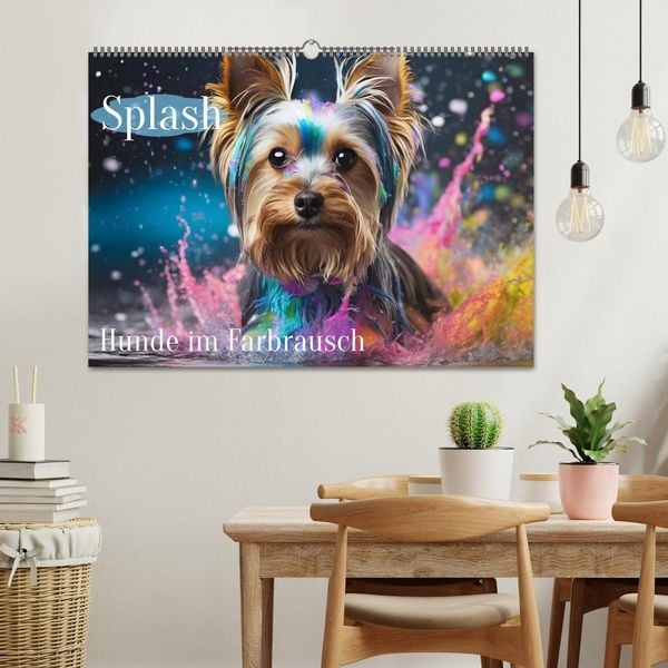 Produktbild: Splash - Hunde im Farbrausch (Wandkalender 2026 DIN A2 quer), CALVENDO Monatskalender
