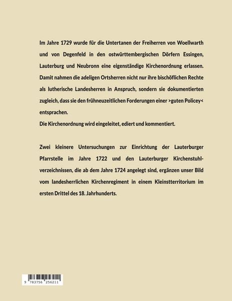 Produktbild: Woellwarth-Degenfeldsche Kirchenordnung von 1729