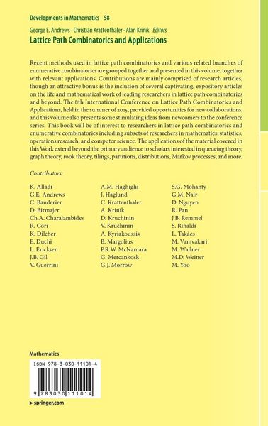 Produktbild: Lattice Path Combinatorics and Applications