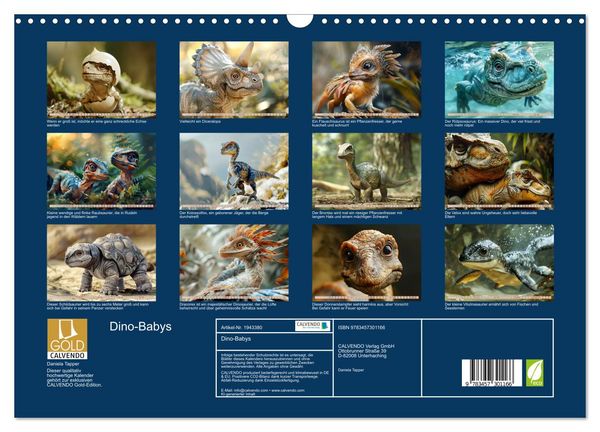 Produktbild: Dino-Babys (Wandkalender 2026 DIN A3 quer), CALVENDO Monatskalender