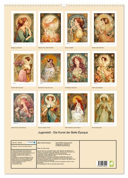 Produktbild: Jugendstil - Die Kunst der Belle &Eacute;poque (Wandkalender 2027 DIN A2 hoch), CALVENDO Monatskalender